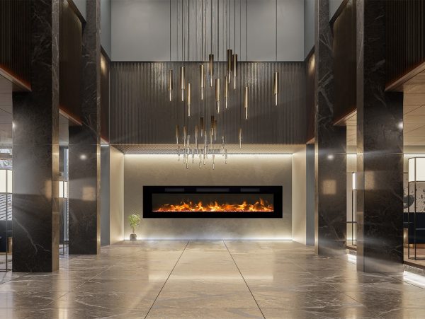 Ampere Heat – 42"  Sottile Ultra Slim Recess Built In Linear Fireplaces - SS42FV3FBL - Image 2