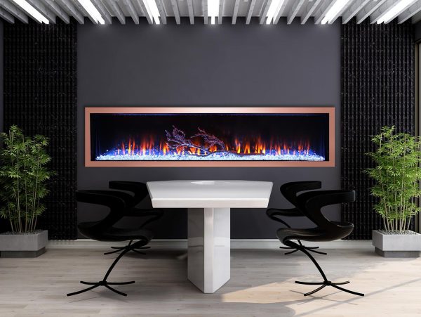 Ampere Heat – ArcFlame Series Invisible Venting Built In Linear Fireplaces