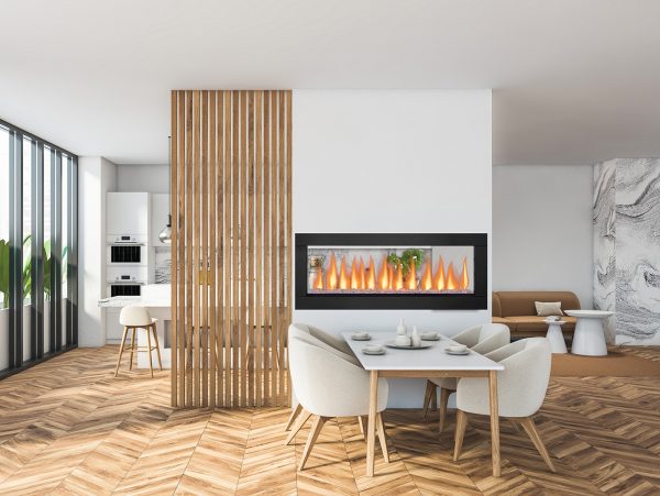 Ampere Heat –Astro Series See Through Front View Built In Linear Fireplaces